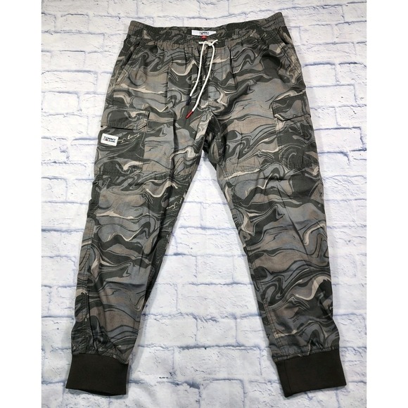 Tommy Hilfiger MENS XL Drawstring Camo Cargo Elastic Waistband Joggers Pants - Picture 1 of 13